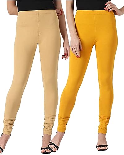Image of Ultra Soft Cotton Slim fit Solid Color Attractive Casul wear Leggings for Womens - Pack of 2 pcs