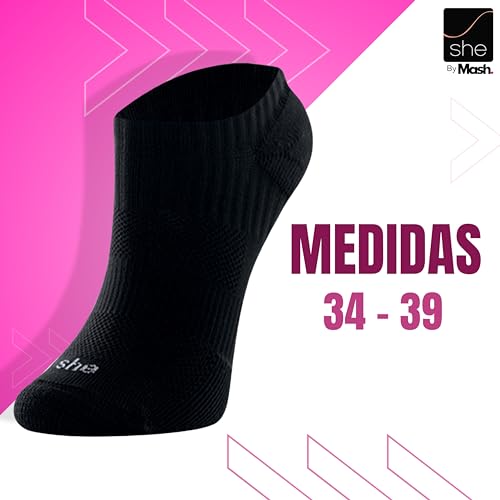 Kit 6 Pares Meia Invisível Esportiva Microfibra Feminina She by Mash, 6 Pretas, 34-39
