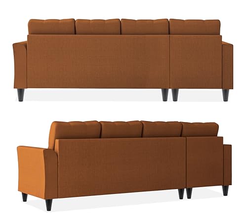 Image of Adorn India Maddox Tufted L Shape 6 Seater Sofa Set LHS (Rust) (3 Year Warranty)