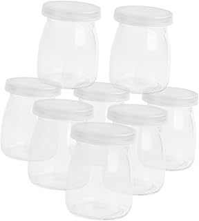 Glass Yogurt Containers with Lids 8 Small Jars for Pudding Mousse Jelly Honey Storage