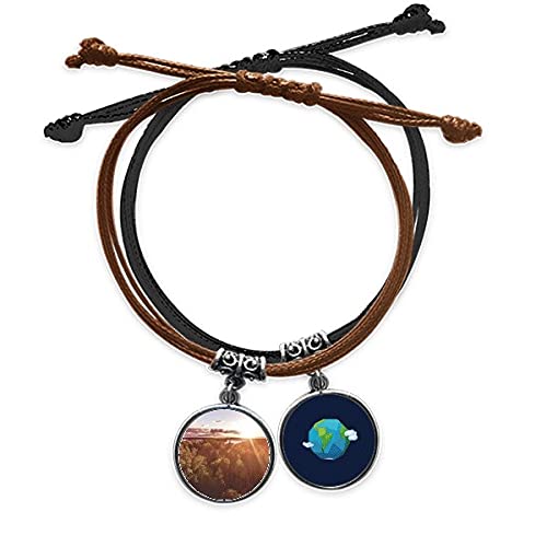 Pulsera de cuero de ciencias forestales con paisajes de la naturaleza