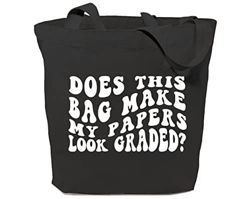 GXVUIS Does This Bag Make My Papers Look Borsa tote in tela graduata per le donne riutilizzabile borse della spesa per insegnanti regalo divertente, nero, Large