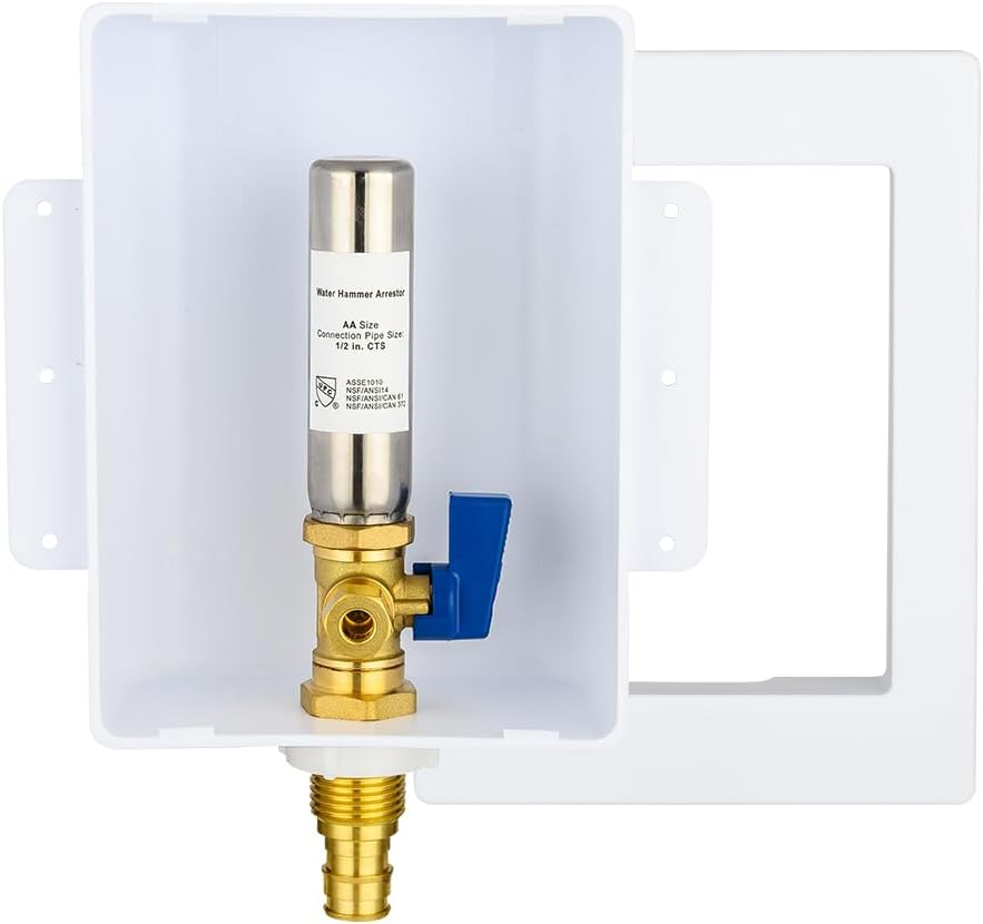 EFIELD Premium Ice Maker Box,1/2-Inch Pex-A Expansion Inlet with Installed 1/4-Turn Ball Valve with Stainless Steel Water Hammer Arrestor (Pex-A Expansion/SS Arrestor),(IM038)