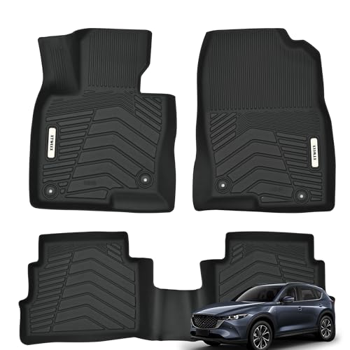 XTWEEX All Weather Floor Mat for Mazda CX-5 2017-2025, TPE Car Mat Full Set Front & Rear 3PCS,Custom Fit Floor Liners - Anti-Slip Waterproof Odorless Easy Clean - Black