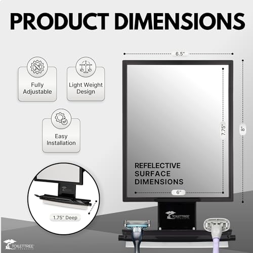 Toilettree Products TTP-04 Fogless Shower Mirror - Anti-Fog Mirror - Adjustable Shaving Mirror With A Squeegee - Rust-Proof, Impact-Resistance Bathroom Shower Mirror thumb #7