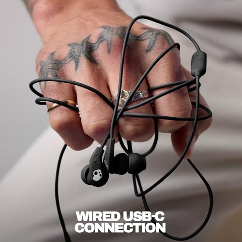 Image of Skullcandy Set USB-C Wired Earbuds with Noise Isolating Fit - True Black | USB-C Wired Connection, In-Line Microphone Call and Track Control for iPhone Android, Ear Gel Sizes Included for Custom Fit