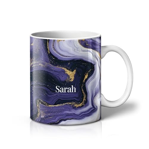 Image of iCaseDesigner Personalised Marble Mug – Custom Name Luxury Agate & Geode Design Cup, Elegant Stone Effect Coffee Mug Gift - 23. Royal Amethyst