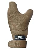 Hunt & Seek Thick Cow Leather Archery Hand Guard Protector Bow Glove for Traditional Long Recurve & Compound Bow (Brown, Large, Left)