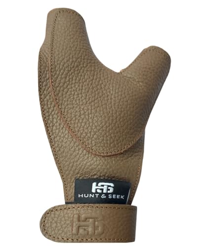 Hunt & Seek Thick Cow Leather Archery Hand Guard Protector Bow Glove for Traditional Long Recurve & Compound Bow (Brown, Large, Left)