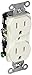 Hubbell CR15WHI Duplex Receptacle, Common Ground, 15 amp, 125V, 5-15R, White (Pack of 10)