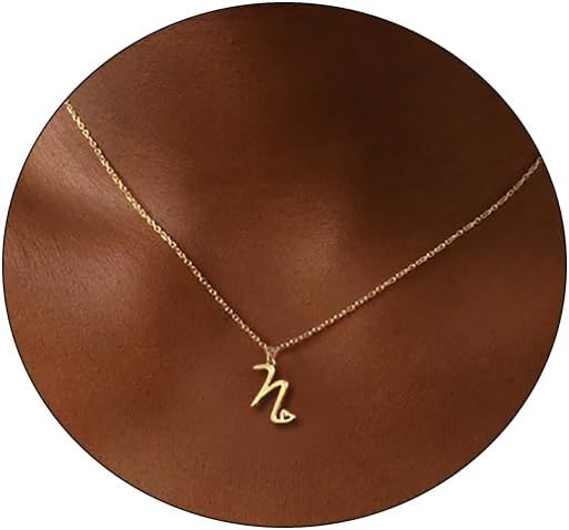 CAROVO Initial Necklaces for Women, Dainty 14K Gold/Silver Letter Pendant Necklace Trendy Simple Cute Necklaces Monogram Name Choker Necklace Jewelry Gift