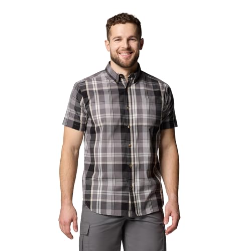 Columbia Men's Rapid Rivers II Short Sleeve Shirt, City Grey Multi Plaid, X-Large Tall