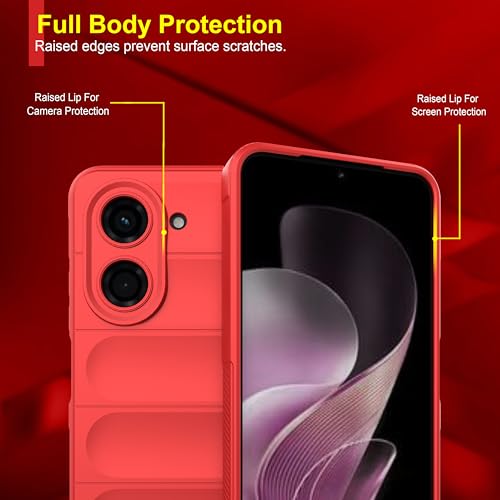 Image of Zapcase Back Case Cover for Poco C71 | Compatible for Poco C71 Back Cover | Liquid Silicon Magic Case with Camera Protection | Red