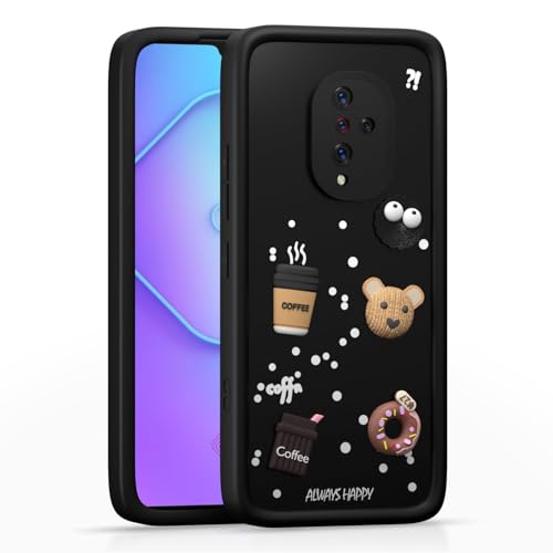 Image of Bintage Cute Fun Taddy| 3D Ball Bear| Donut| Coffee Rubber Case Camera Protection Back Cover Compatible for Vivo S1 Pro - Black