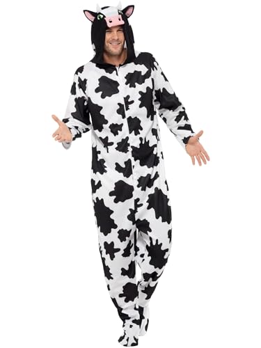 Smiffys Costume de vache, tout-en-un avec capuche Halloween