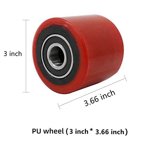 TORY CARRIER Roller PU wheel 3 inch x 3.66 inch for Electric Pallet Jack Replacement Suitable for EPJ3300 and EPT15-A Pair