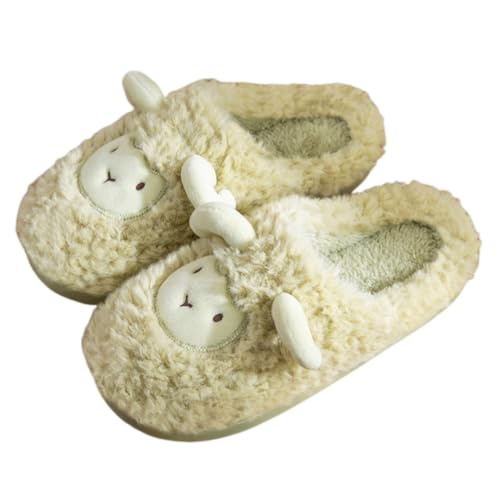 Cute Kawaii Multi Colored Sheep Plush Fuzzy Soft Warm Fluffy House Slippers for Women Anti-Slip Rubber Sole Slides