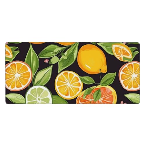 Tapis de souris de jeu XXL à bord cousu et motif agrumes
