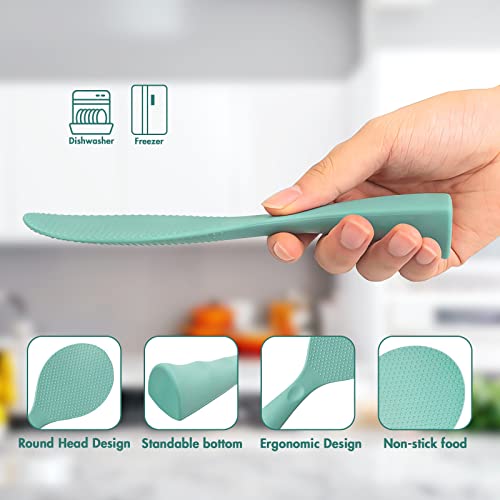 Firekylin Rice Paddle, Silicone Standing Rice Spatula With Non Stick Rice Spoon Paddle Heat Resistant Rice Cooker Spoon, Serving Spoon For Rice(Aqua) #TOP2