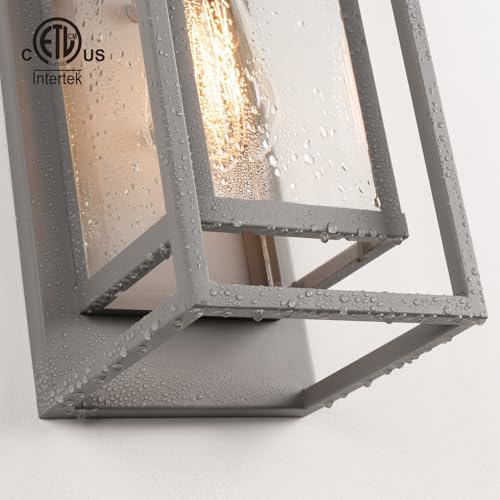 Image of mirrea 14 inch Modern Outdoor Porch Wall Light, Matte Gray, 2 Pack