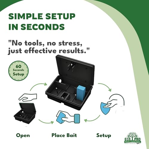 Mouse Bait Station | 4-Pack Indoor & Outdoor Mouse Bait Stations | Bait (Not Included) is Secured by Lock & Key | Pet & Child-Safe Alternative to Mouse Traps | for Mice Only - Small Size