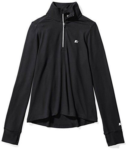 Starter Girls' Long Sleeve Half-Zip Top, Amazon Exclusive, Black, S (6/6X)