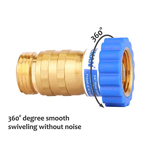 Image of MEASUREMAN Lead-Free Brass, Water Pressure Regulator 2PC, Pressure Reducer for Camper, Trailer, RV, Garden, Plumbing System, 40-50 psi, 3 /4 inch Hose 2 PACK