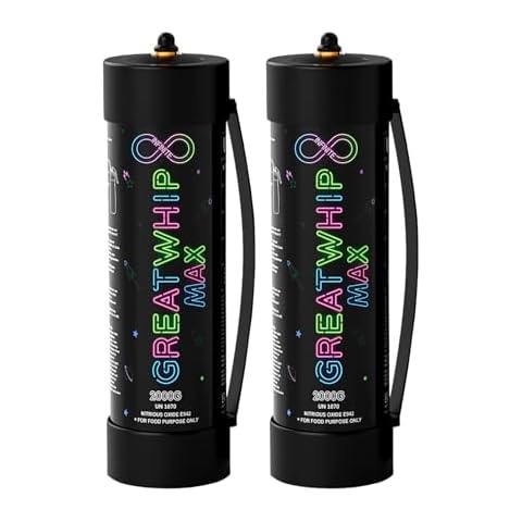 GreatWhip Whipped Cream Chargers, 3.3L Tanks, 2000g Whip Cream Charger Cylinder, 2 Cylinder Cover