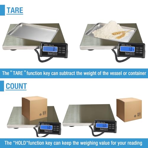 Large 440lbs Shipping Scale, 15\"X 12\" Platform Heavy Duty Stainless Steel Platform for Postal Industrial Floor Business Office Home Warehouse Package Luggage
