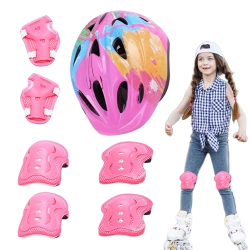 Juego de equipo de protección para niños, casco, coderas, rodilleras, muñequeras para niños | Equipo de seguridad deportivo protector para patinaje en línea, patinaje, ciclismo y patinaje