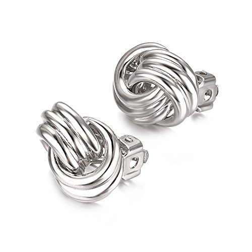 Yoursfs Twisted Knot Silver Clip On Earrings For Women 18K White Gold Plated Clip Earrings #TOP2