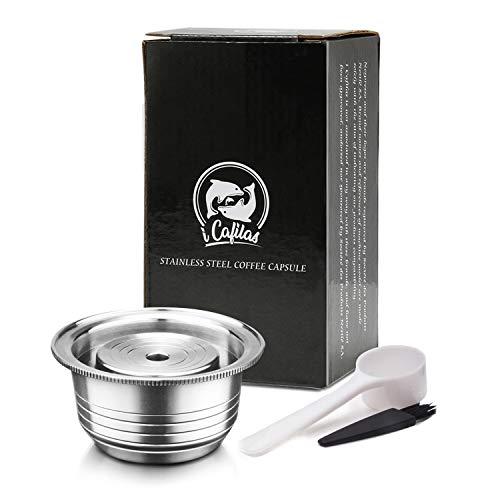 Nachfüllbare, wiederverwendbare Kaffeekapsel-Filtertasse aus Edelstahl mit Löffelbürste Kompatibel mit der Nespresso Vertuoline GCA1 Delonghi ENV135
