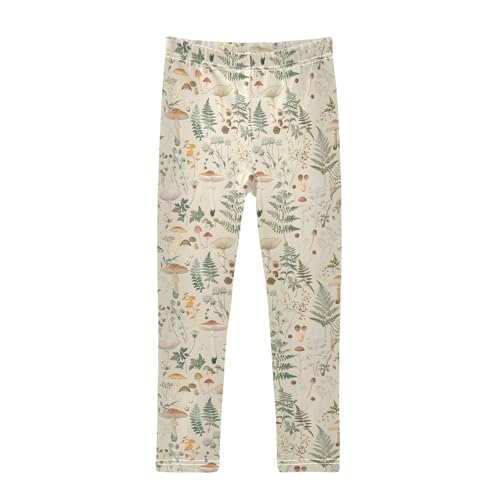 senya Girls Printed Leggings Yoga Pants Mushrooms Wildflowers Pattern for Kids in 4t to 10 Years, 4T