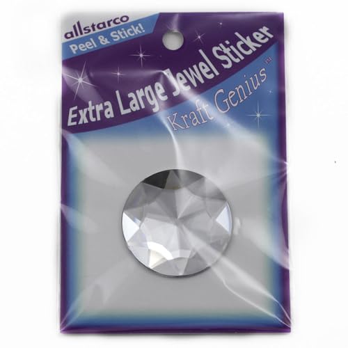 Allstarco 43mm (1-11/16") Large Crystal Clear Round Self-Adhesive Gems