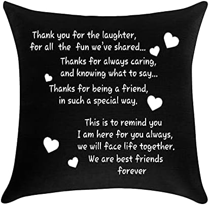 Best Friends Throw Pillow Cover Friendship Gifts Thank You Gift To Best Friend Appreciation Christmas Birthday Gifts for Women Sister BFF Cushion Cover Decorative Pillowcase for Sofa Bedroom 18" x18''