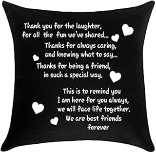 Best Friends Throw Pillow Cover Friendship Gifts Thank You Gift To Best Friend Appreciation Christmas Birthday Gifts for Women Sister BFF Cushion Cover Decorative Pillowcase for Sofa Bedroom 18" x18''