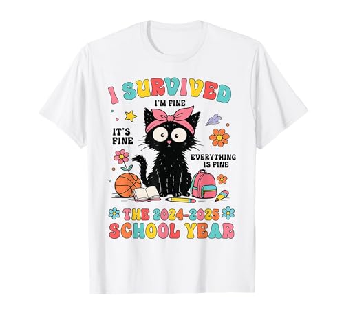 Funny Teacher I Survived Last Day of The School Year 2025 T-Shirt