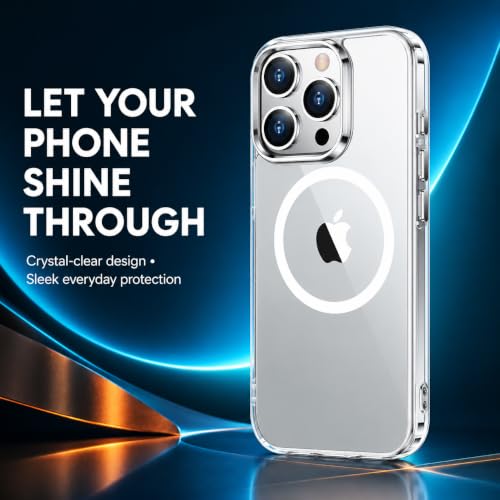Image of MAGA Back Case Cover for Apple iPhone 15 Pro, Crystal Clear Magnetic Case Compatible with MagSafe, Hybrid Hard PC Back & Soft TPU Bumper, Shockproof Protective Cover - Clear