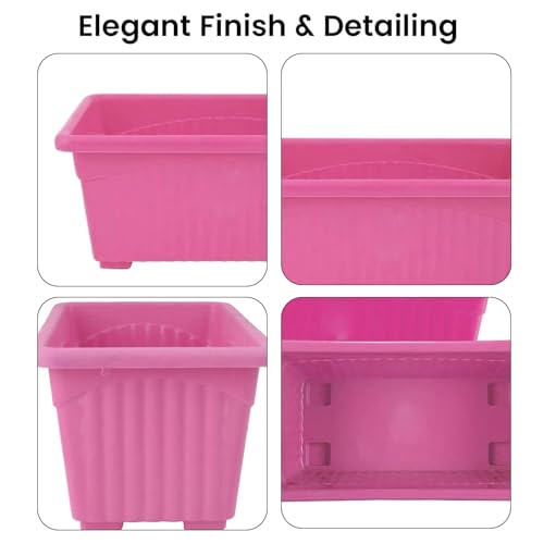 Image of Bianco Rectangular Plastic Pots for Plants, Jupiter Flower Pots for Home, Window Display, Garden (35 x 18.5 x 15 cm) (Multicolor) (Pack of 6)
