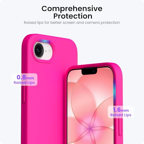 ORNARTO Compatible with iPhone 17e Case and for iPhone 16e Case 6.1", Liquid Silicone 3 Layers Full Covered Soft Gel Rubber Shockproof Cover, Protective Phone Cases for 16e & 17e-Hot Pink by ORNARTO - Used condition - Image 4