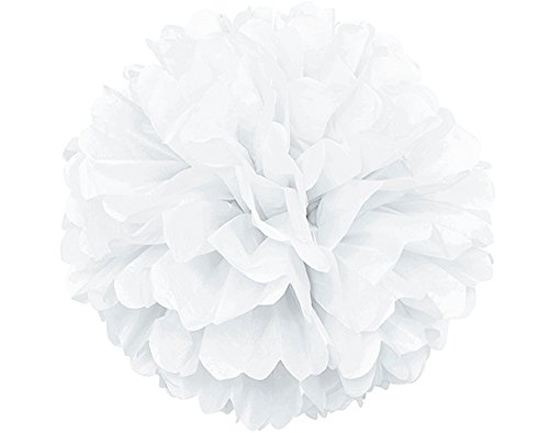 White Solid Hanging Tissue Pom Pom - 16
