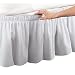 Pleated Three Sides Fabrics Wrap Around Style Egyptian Cotton Elastic 18 inch Drop Dust Bed Skirt for Twin/Full,Queen,King Size Beds(King, White)