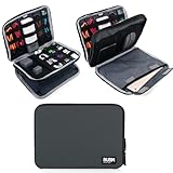BUBM Double Layer Electronics Organizer, Travel Gadget Bag for Cables, Memory Cards, Flash Hard Drive and More, Fit for iPad or Tablet(up To 9.7')--Large, Gray