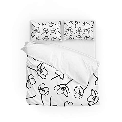 Housse de couette botanique et 2 taies d'oreiller ultra doux