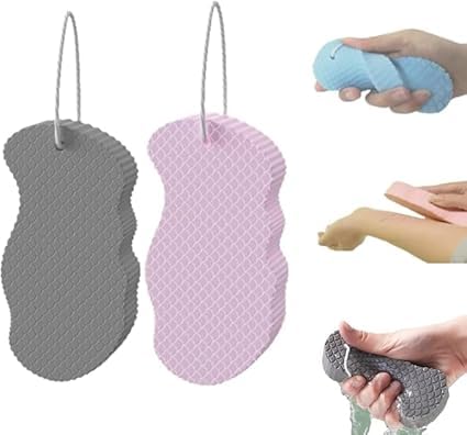 Magic Exfoliating Bath Sponge, Exfoliating Bath Sponges for Body, Exfoliating Bath Sponge Remover Dead Skin, Beyond Draw Exfoliating Sponge (Gray+Pink) -  ZodaiXX