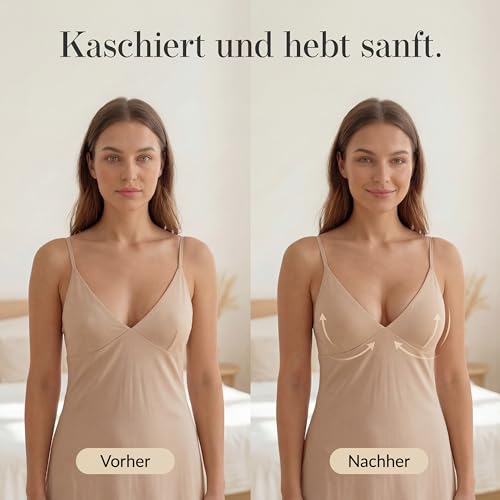 Lillypads® Klebe BH Nippelpads selbstklebend – trägerloser Push Up BH ohne Träger – für rückenfreie Outfits, Abendkleider & Brautkleider – Farbe Nude - Größe M
