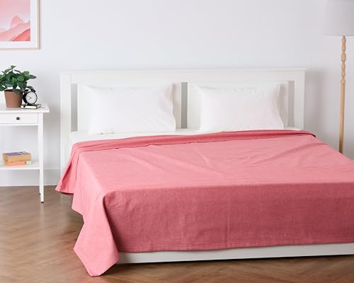 Image of 100% Pure Cotton 3 Layer Dohar, Single Bed Blanket Comforter, (60''X90'' / 152X230 CM), Uni Chambray, Skin Friendly Dohar, Color - Viva Magenta