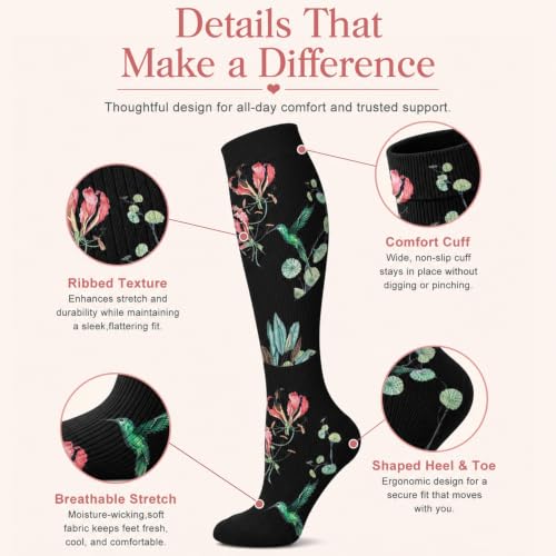 Image of Laite Hebe 4 Pairs-Compression Socks for Women&Men Circulation-Best Support for Nurses,Running,Athletic