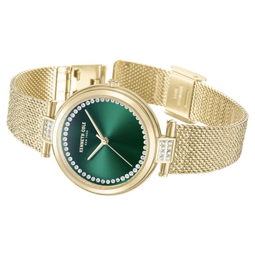 Image of Kenneth Cole Classic Quartz Analog Green Dial Gold Stainless Steel Strap Watch for Women - KCWLG0026801LD