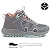 Avia Vamp Women’s Mid Top Walking Shoes, Ankle Trail Boots for All Weather - Grey/Pink/Green, 6 Medium